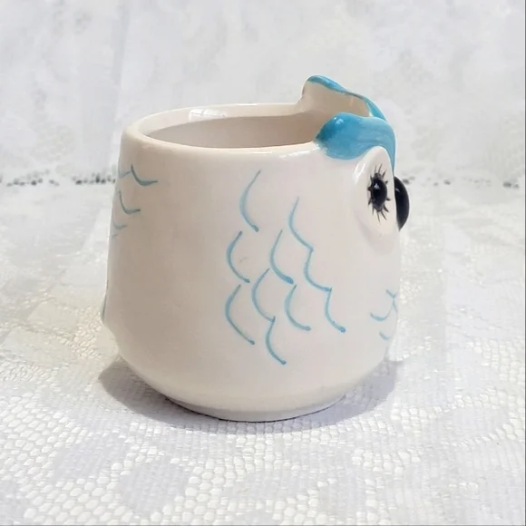Mini Ceramic Pot Premium Glazed Cute Blue Owl Face Succulent Plant Holder - Picture 6 of 16